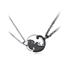 Load image into Gallery viewer, Simple Fashion Silver and Black Stitching Cat Couple Titanium Steel Pendant with Necklace