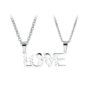 Fashion and Sweet LOVE Couple Titanium Steel Pendant with Necklace