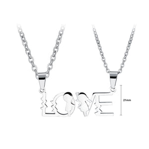 Fashion and Sweet LOVE Couple Titanium Steel Pendant with Necklace