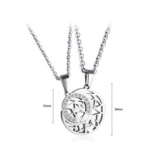 Load image into Gallery viewer, Fashion Simple Hollow Moon Sun Couple Titanium Steel Pendant with Cubic Zirconia and Necklace