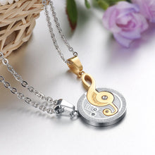 Load image into Gallery viewer, Fashion Romantic Silver and Gold Music Notes Couple Titanium Steel Pendant with Cubic Zirconia and Necklace