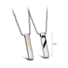 Load image into Gallery viewer, Simple Fashion Heart-shaped Geometric Rectangular Couple Titanium Steel Pendant with Necklace