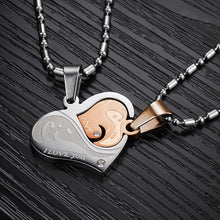 Load image into Gallery viewer, Simple Romantic Silver and Gold Heart-shaped Couple Titanium Steel Pendant with Necklace