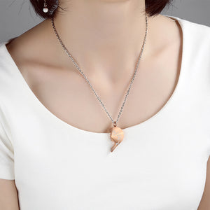 Fashion Romantic Two-color Heart-shaped Couple Titanium Steel Pendant with Necklace