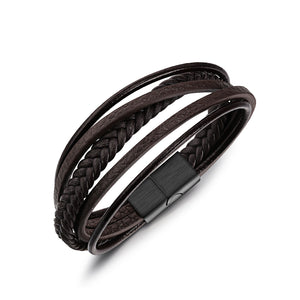 Simple Fashion Braided Brown Leather Multilayer Bracelet