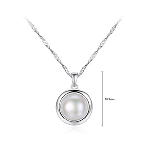 925 Sterling Silver Fashion and Elegant Geometric White Freshwater Pearl Pendant with Necklace