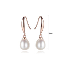 Load image into Gallery viewer, 925 Sterling Silver Plated Rose Gold Simple Elegant White Freshwater Pearl Earrings