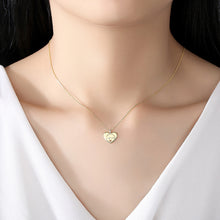 Load image into Gallery viewer, 925 Sterling Silver Plated Gold Simple Romantic Heart Pendant with Necklace