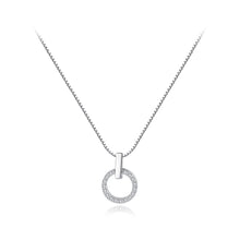 Load image into Gallery viewer, 925 Sterling Silver Fashion Simple Geometric Circle Pendant with Cubic Zirconia and Necklace