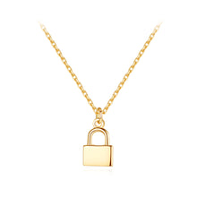 Load image into Gallery viewer, 925 Sterling Silver Plated Gold Fashion Creative Lock Pendant with Necklace