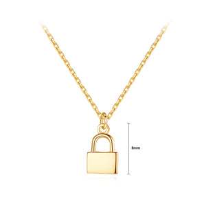925 Sterling Silver Plated Gold Fashion Creative Lock Pendant with Necklace