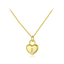 Load image into Gallery viewer, 925 Sterling Silver Plated Gold Fashion Romantic Heart-shaped Lock Pendant with Cubic Zirconia and Necklace