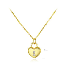 Load image into Gallery viewer, 925 Sterling Silver Plated Gold Fashion Romantic Heart-shaped Lock Pendant with Cubic Zirconia and Necklace
