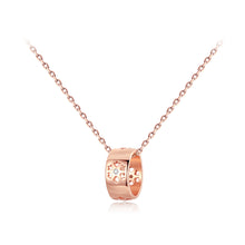 Load image into Gallery viewer, 925 Sterling Silver Plated Rose Gold Simple Fashion Ring Flower Pendant with Cubic Zirconia and Necklace