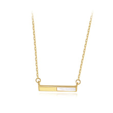 Load image into Gallery viewer, 925 Sterling Silver Plated Gold Simple and Delicate Geometric Rectangular Mother-of-pearl Necklace