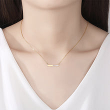 Load image into Gallery viewer, 925 Sterling Silver Plated Gold Simple and Delicate Geometric Rectangular Mother-of-pearl Necklace