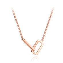 Load image into Gallery viewer, 925 Sterling Silver Plated Rose Gold Simple Fashion Double Rectangular Necklace