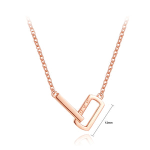 925 Sterling Silver Plated Rose Gold Simple Fashion Double Rectangular Necklace