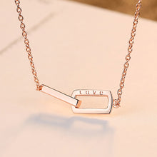 Load image into Gallery viewer, 925 Sterling Silver Plated Rose Gold Simple Fashion Double Rectangular Necklace