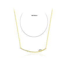 Load image into Gallery viewer, 925 Sterling Silver Plated Gold Simple Geometric Bar Necklace with Cubic Zirconia
