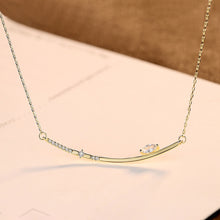 Load image into Gallery viewer, 925 Sterling Silver Plated Gold Simple Geometric Bar Necklace with Cubic Zirconia