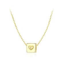 Load image into Gallery viewer, 925 Sterling Silver Plated Gold Simple Fashion Geometric Heart-shaped Square Pendant with Necklace