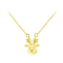 Load image into Gallery viewer, 925 Sterling Silver Plated Gold Simple Cute Deer Pendant with Necklace