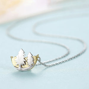 925 Sterling Silver Simple Fashion Tree Pendant with Necklace