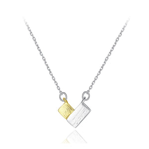 925 Sterling Silver Simple Sweet Two-Color Heart Pendant with Necklace