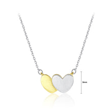 Load image into Gallery viewer, 925 Sterling Silver Simple Romantic Two-color Double Heart Pendant with Necklace