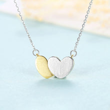 Load image into Gallery viewer, 925 Sterling Silver Simple Romantic Two-color Double Heart Pendant with Necklace