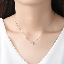 Load image into Gallery viewer, 925 Sterling Silver Simple and Delicate Geometric Square Pendant with Cubic Zirconia and Necklace