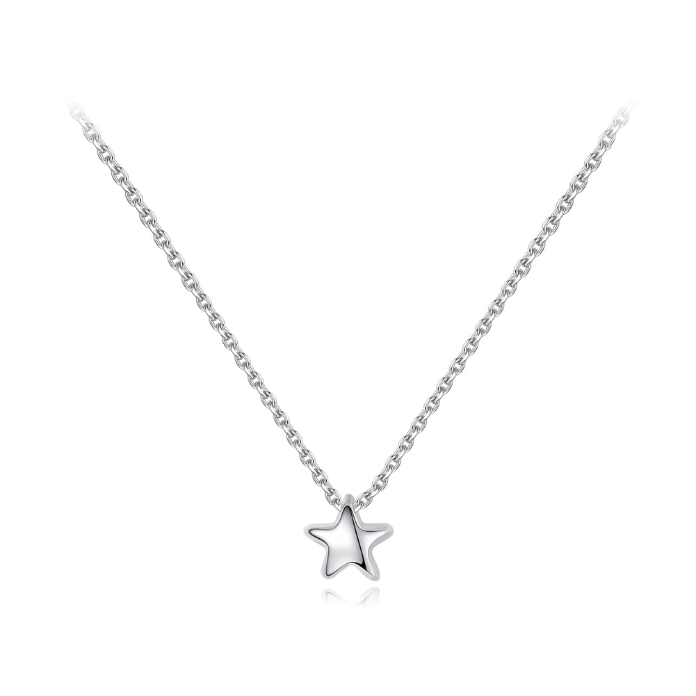 925 Sterling Silver Simple and Delicate Star Pendant with Necklace