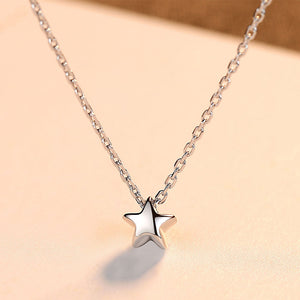 925 Sterling Silver Simple and Delicate Star Pendant with Necklace
