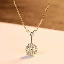 Load image into Gallery viewer, 925 Sterling Silver Plated Gold Simple Fashion Geometric Round Pendant with Cubic Zirconia and Necklace