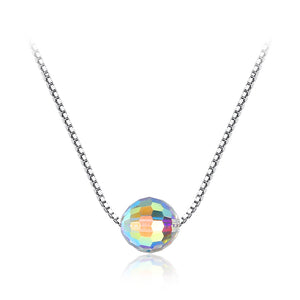 925 Sterling Silver Simple Fashion Geometric Ball Pendant with Necklace