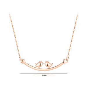 925 Sterling Silver Plated Rose Gold Simple Fashion Double Bird Geometric Necklace