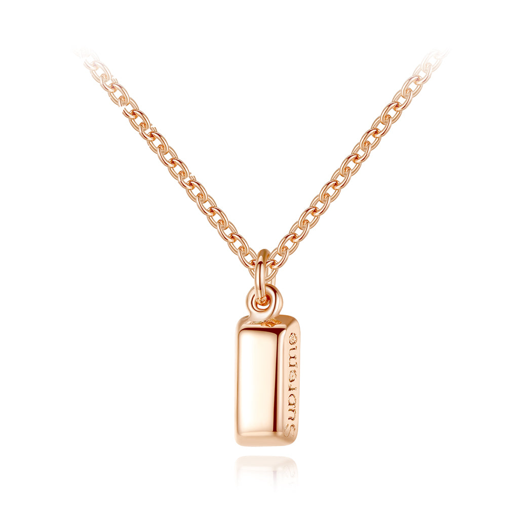 925 Sterling Silver Plated Rose Gold Simple Fashion Geometric Rectangular Pendant with Necklace