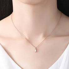 Load image into Gallery viewer, 925 Sterling Silver Plated Rose Gold Simple Fashion Geometric Rectangular Pendant with Necklace