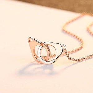 925 Sterling Silver Plated Rose Gold Simple Creative Handcuff Pendant with Necklace