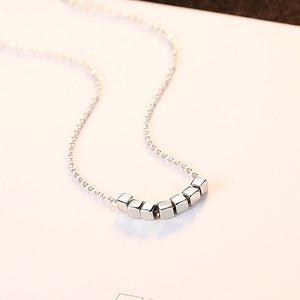 925 Sterling Silver Simple Fashion Geometric Square Necklace