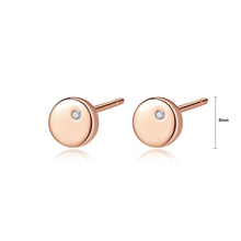 Load image into Gallery viewer, 925 Sterling Silver Plated Rose Gold Simple Classic Geometric Round Earrings with Cubic Zirconia
