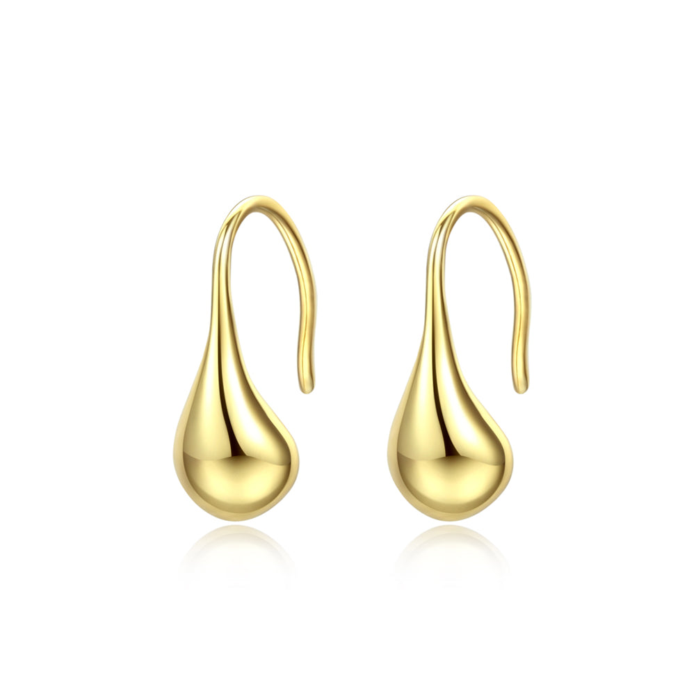 925 Sterling Silver Plated Gold Simple Fashion Water Drop Earrings
