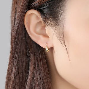 925 Sterling Silver Plated Gold Simple Fashion Water Drop Earrings