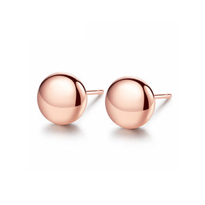925 Sterling Silver Plated Rose Gold Fashion Simple Geometric Round Stud Earrings