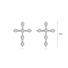 Load image into Gallery viewer, 925 Sterling Silver Fashion Classic Cross Stud Earrings with Cubic Zirconia