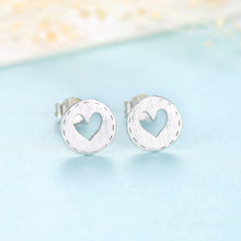 Load image into Gallery viewer, 925 Sterling Silver Fashion Simple Hollow Heart Round Stud Earrings