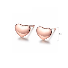 Load image into Gallery viewer, 925 Sterling Silver Plated Rose Gold Simple Romantic Heart Stud Earrings