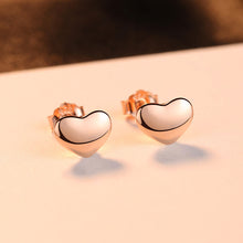 Load image into Gallery viewer, 925 Sterling Silver Plated Rose Gold Simple Romantic Heart Stud Earrings