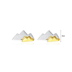 925 Sterling Silver Simple and Fashion Two-color Mountain Stud Earrings